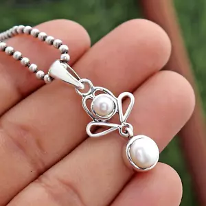 Ciondolo di perle in argento sterling 925 fatto a mano gioielli regalo - Foto 1 di 5