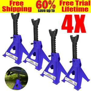 4X 3 Ton Heavy Duty Axle Stand Floor Jack Car Ratchet Repair Adjustable Stands - Picture 1 of 17