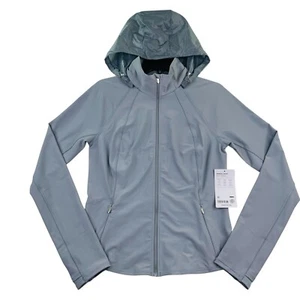 NWT Athleta Interval Jacket Women Sz M Gray Full Zip Hooded Performance Pockets - Picture 1 of 18