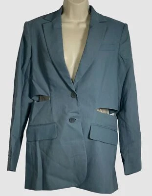 $695 Tibi Mujer Azul Fluido Traje Recortado Blazer Abrigo Chaqueta Talla 2 Foto 1 de 3