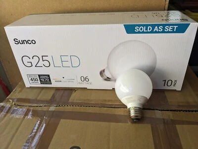 Sunco Lighting 10 Pack Vanity Globe Light Bulbs G25 LED 4000K Cool White 450L - Image 1 of 4