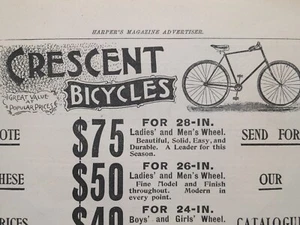Crescent Bicycles Western Wheel Works Victorian Print Ad 1894 1890s D1 - Picture 1 of 2