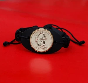 2010 Presidential Coin Genuine Leather Wristband Bracelet - James Buchanan - Picture 1 of 5