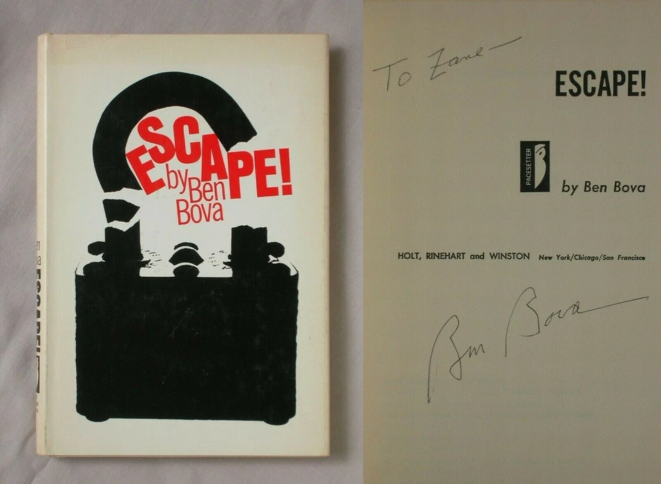 Signed 1st Ed ESCAPE! Ben Bova HARDCOVER 1970 SCIENCE FICTION BOOK - Image 1 of 3