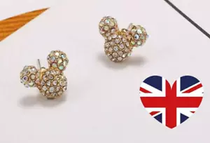 Disney Mickey Mouse Earrings Jewellery Rhinestone Crystal Studs Friend Daughter - Picture 1 of 8