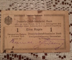 GERMAN EAST AFRICA 1 Rupie 1916, P-20a J3 Prefix, AU Grade, Popular Type - Picture 1 of 2