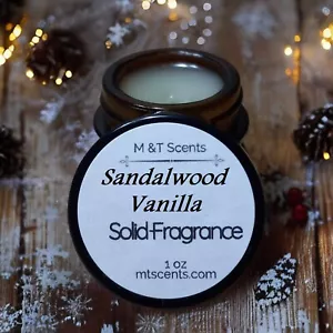 SANDALWOOD VANILLA 1OZ SOLID FRAGRANCE ~Vintage Style ~Unisex~ Indian Sandalwood - Picture 1 of 5