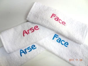 PERSONALISED NOVELTY FACE CLOTH'S - DIFFERENT SETS - FUNNY GIFT - EMBROIDERED - Picture 1 of 1