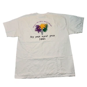 VTG 2004 Jay Peak Mardi Gras Graphic Tee T-shirt XL White Vermont Resort Y2K - Picture 1 of 8