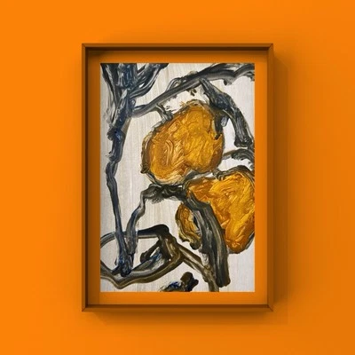 Moody Vintage Mandarina Arte Rama de Naranjo Pintura Decoración de Pared Mediterránea Foto 1 de 4