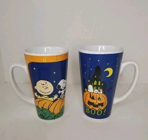 Snoopy Halloween Trick or Treat 16oz Coffee Tea Mug Peanuts Bats Jack Tall Cup - Picture 1 of 4
