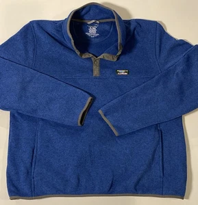 Suéter Pullover LL Bean 1/4 Snap Para Hombres XL Azul Ligeramente Ajustado Vellón Informal - Imagen 1 de 6