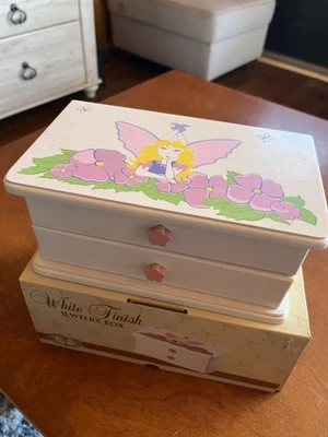 Organizador de gaveta de armário caixa de joias de madeira para crianças meninas com seção de anel espelhado - Imagem 1 de 3