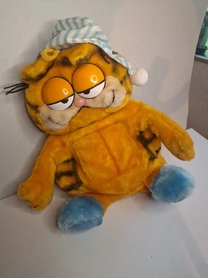 Vintage Garfield Plush Stuffed Zipper Pajama Bag with Cap & Slippers - Imagem 1 de 4
