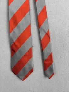 Corbata Ben plateada para hombre roja gris a rayas diagonales toda seda hecha a mano Repp clásica - Imagen 1 de 7