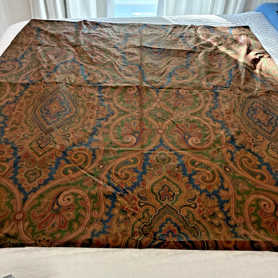 Ralph Lauren Vintage Drapery Panels Pair Elizabeth Paisley 84x84 Excellent - Image 1 of 4