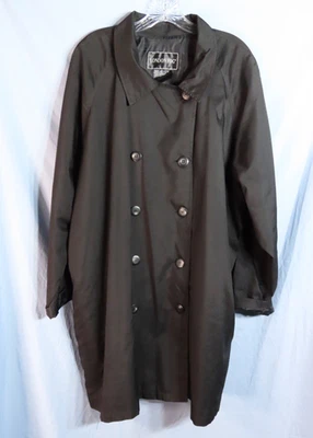 CHAQUETA/ABRIGO DE LLUVIA VINTAGE NEGRO LONDRES NIEBLA Embalable Ligero DOBLE PECHO XL Foto 1 de 4