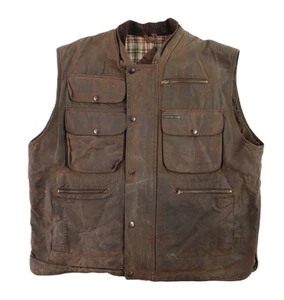 Outback Trading Company Men’s Large Overlander Flannel Lined Oilskin Waxed Vest - Picture 1 of 14