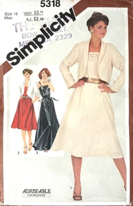 Vintage Simplicity Sewing Pattern 5318 Misses Retro Dress & Jacket Size 16 UNCUT - Picture 1 of 2