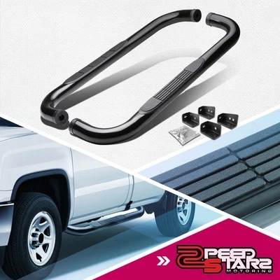 FOR 00-19 SILVERADO/GMC SIERRA REG CAB COATED BOLT-ON 3" SIDE STEP NERF BAR RAIL — 第 1/4 张图片