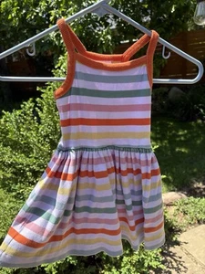 Mini Boden Toddler Girl's Sleeveless Rib Twirly Dress Multi Stripe Sz 2-3 Yrs - Picture 1 of 7