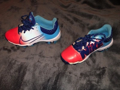 Botines de béisbol Nike Diamond Fastflex para niños carmesí blanco azul talla 1 año Foto 1 de 4