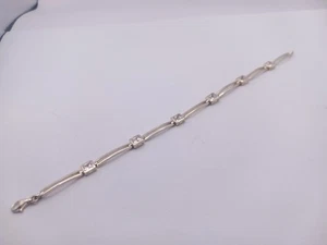 Vintage Sterlingsilber Armband mit klaren Steinen aufklappbaren Platten. 7,25 cm lang - Bild 1 von 24