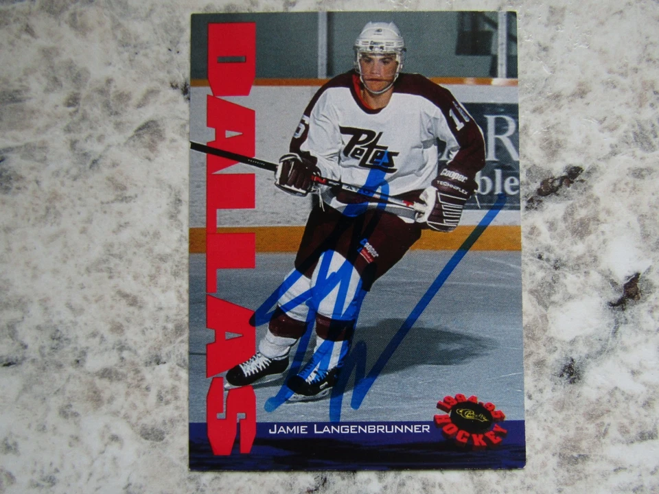 Estrellas de Dallas Jamie Langenbrunner Firmado Autografiado 1994-95 Clásico Como Nuevo Foto 1 de 1