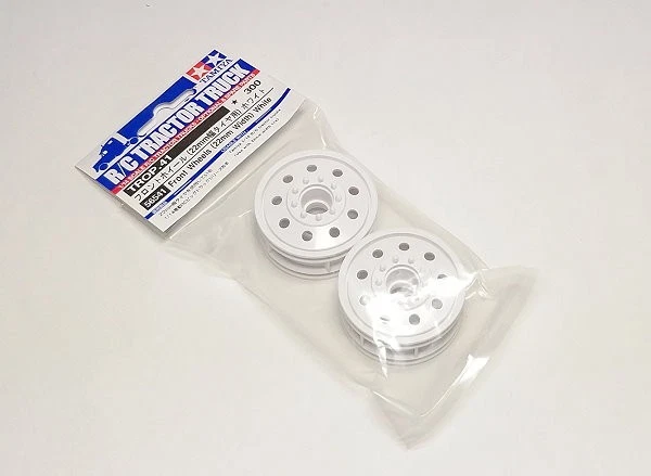 TAMIYA RC Truck Tractor Parts 1/14 Front Wheels (22mm Width) White 56541 - Image 1 of 1