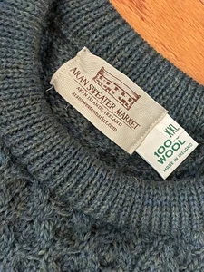 De Colección Suéter Aran Mercado Cuello Redondo 2XL Lana Cable Grueso Tejido Nórdico Pescador - Imagen 1 de 7