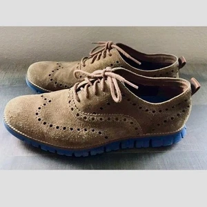 Cole Haan Mens 9 Brown Suede Wingtip Oxford Dress Shoes EUC Classic Style - Picture 1 of 17