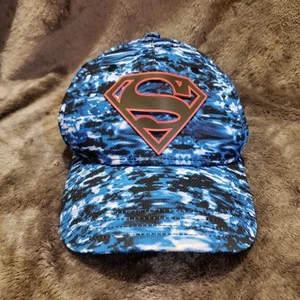 Superman Youth L/XL Hat Cap DC Comics Camo Blue Fitted - Picture 1 of 7
