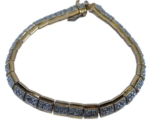 Ross Simons Gold Over Sterling Silver Diamond Flat Square Link Tennis Bracelet - Picture 1 of 5
