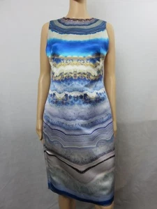 New Alexander McQueen Blue Sleeveless Silk Print Dress Size 44 NWT $2880 - Picture 1 of 10