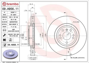 2x Brake Discs Pair Vented Front 330mm 09.A956.11 Brembo Set 1664210012 Quality - Picture 1 of 2