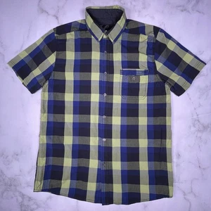 Camisa Amplify Para Hombres Botones de Metal a Cuadros Manga Corta Azul Lima Amarillo EE. UU. Talla M - Imagen 1 de 11