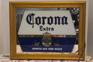Vintage 1990 Corona Extra Glass Lighted Sign Gambrinus Importing Beer Ad Texas - Picture 1 of 3