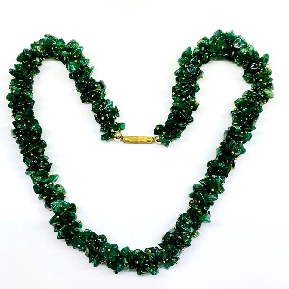 45.7cm Natürlich Aventurin Quarz Reich Grün Boutique Designer Perlen Halskette - Bild 1 von 4