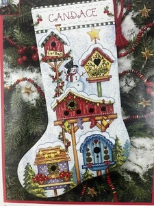 Dimensions Kit 8637 Birdhouse Christmas Holiday Stocking Stamped Cross Stitch - Foto 1 di 10