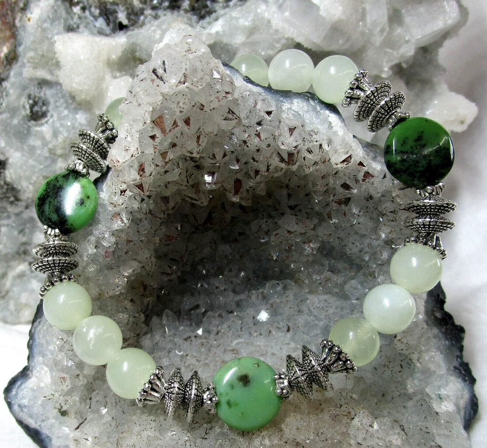 CHINA-JADE  SERPENTIN Edelstein-Armband  ca. 19 cm  HANDARBEIT Nr.23 Angebot - Bild 1 von 1