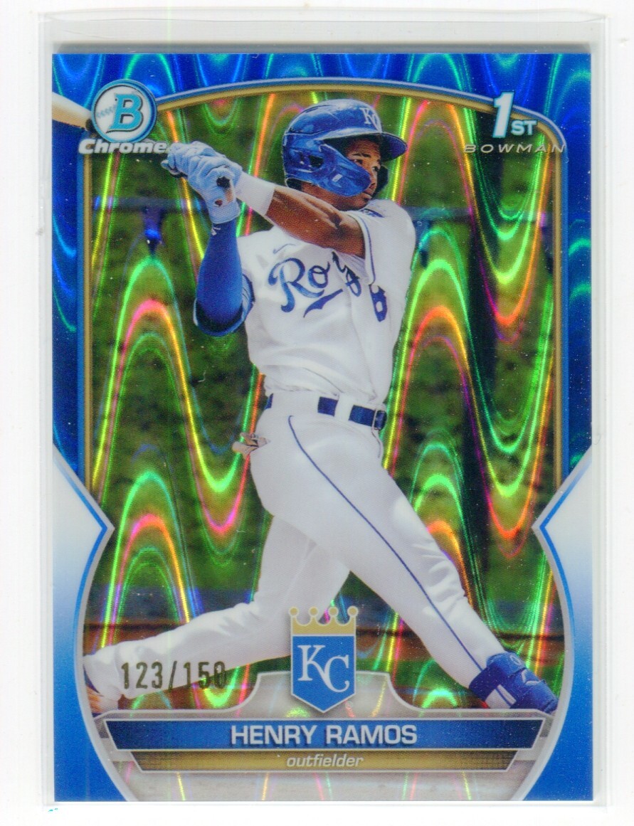 2023 Bowman Chrome Henry Ramos 1st Blue RayWave Refractor 123/150 BCP-96 ROYALS