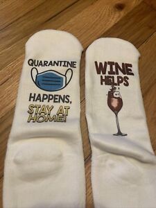 Kary BellA Handmade Women's Socks - Quarantine/Wine Helps - NEW*