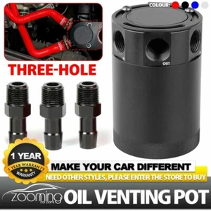 Universal Racing Baffled 3-Port Oil Catch Can Tank Reservoir Air-Oil Separator - Bild 1 von 10