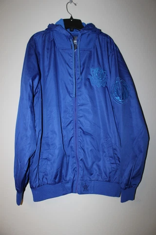 New NBA Dallas Mavericks embroidered zip up blue polyester jacket men size L Cover