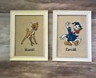 E.P.I.C. Vintage Walt Disney Embroidered Framed Art Bambi Donald  Lot