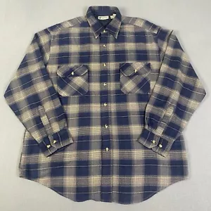 Vintage Northwest Territory Plaid Button Up Flannel Shirt Blue Mens L 90s Grunge - Picture 1 of 8