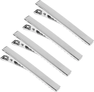 Tie Clip Set – 4 Silver Tone Tie Bars for Formal & Business Wear - Picture 1 of 6