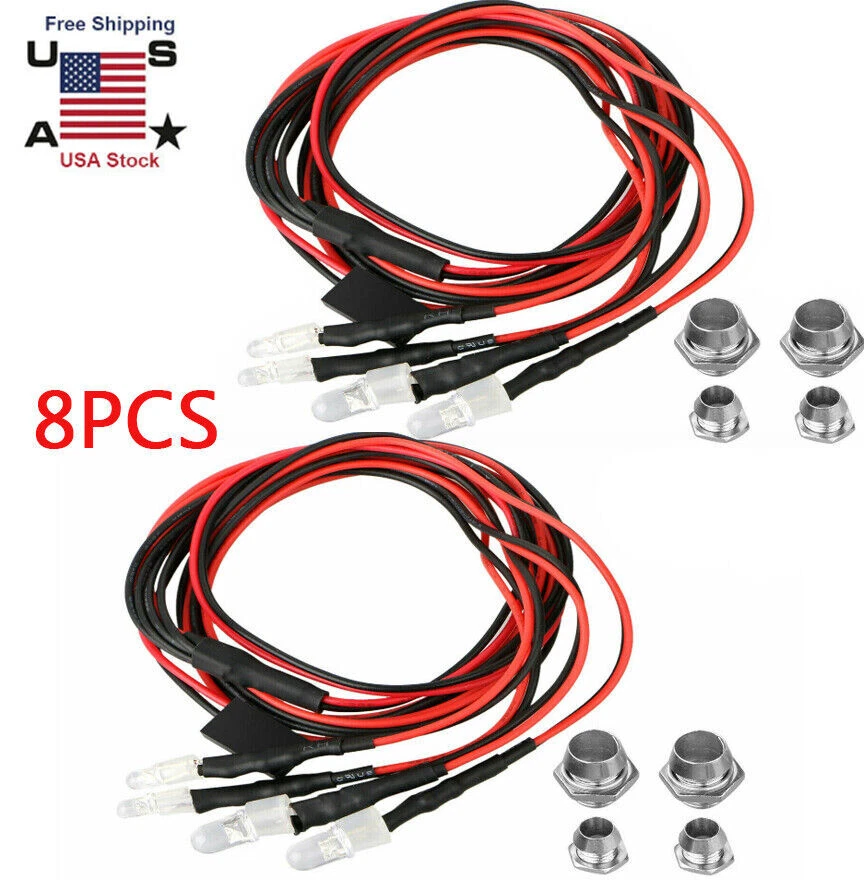 Kit de 8 luces LED para 1/8 1/10 HSP Redcat RC coche camión SUV rojo y blanco Foto 1 de 4
