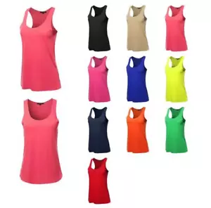 Basic Solid Loose Fit Flowy Scoop Neck Racer Back Tank Top - Picture 1 of 22