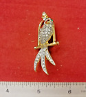 PARROT on SWING Gold -  Plated New and Unused Small Brooch set with CRYSTALS